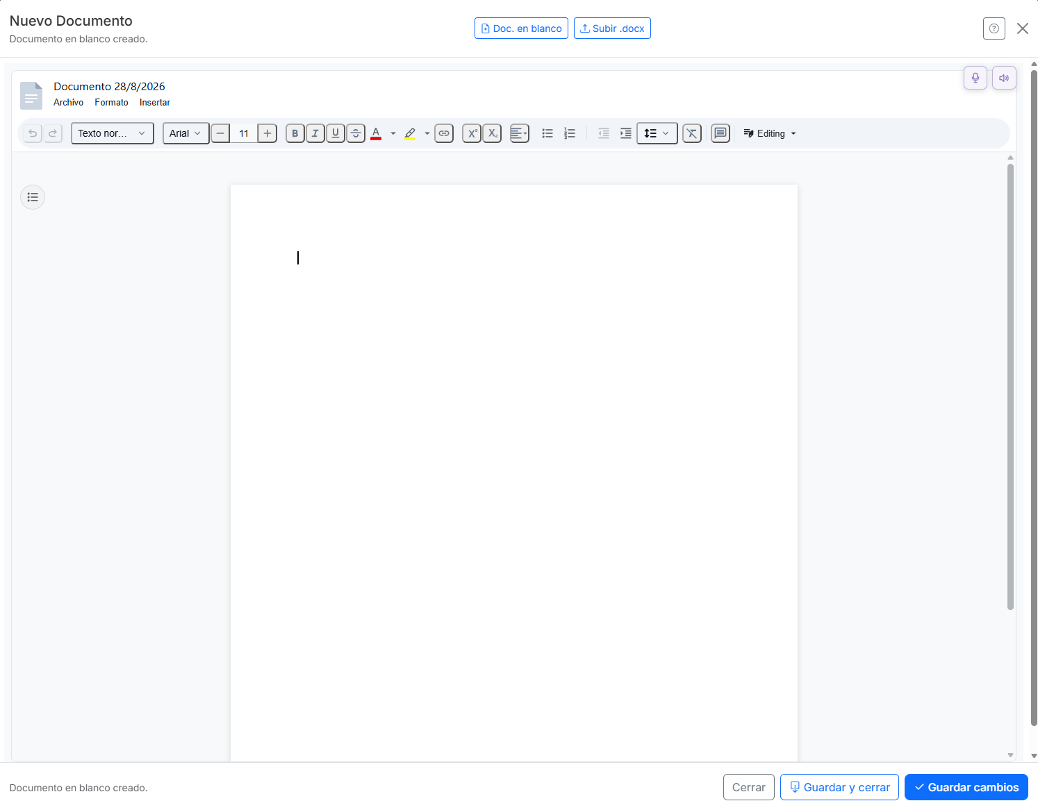 Editor de documentos integrado en SimplyGest Praxis